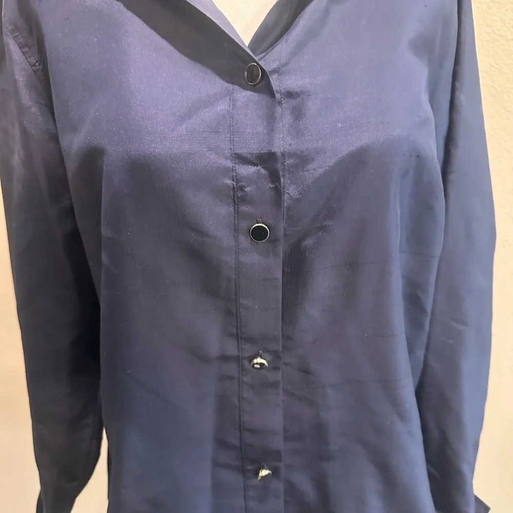 Talbots Midnight Blue Button Down Shirt - Picture 7 of 14
